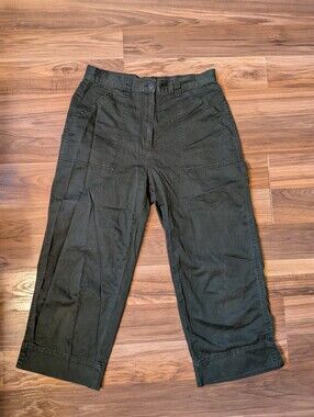 Vintage Bill Blass Cotton Wide Leg Crop Cargo Style Pants Size 10